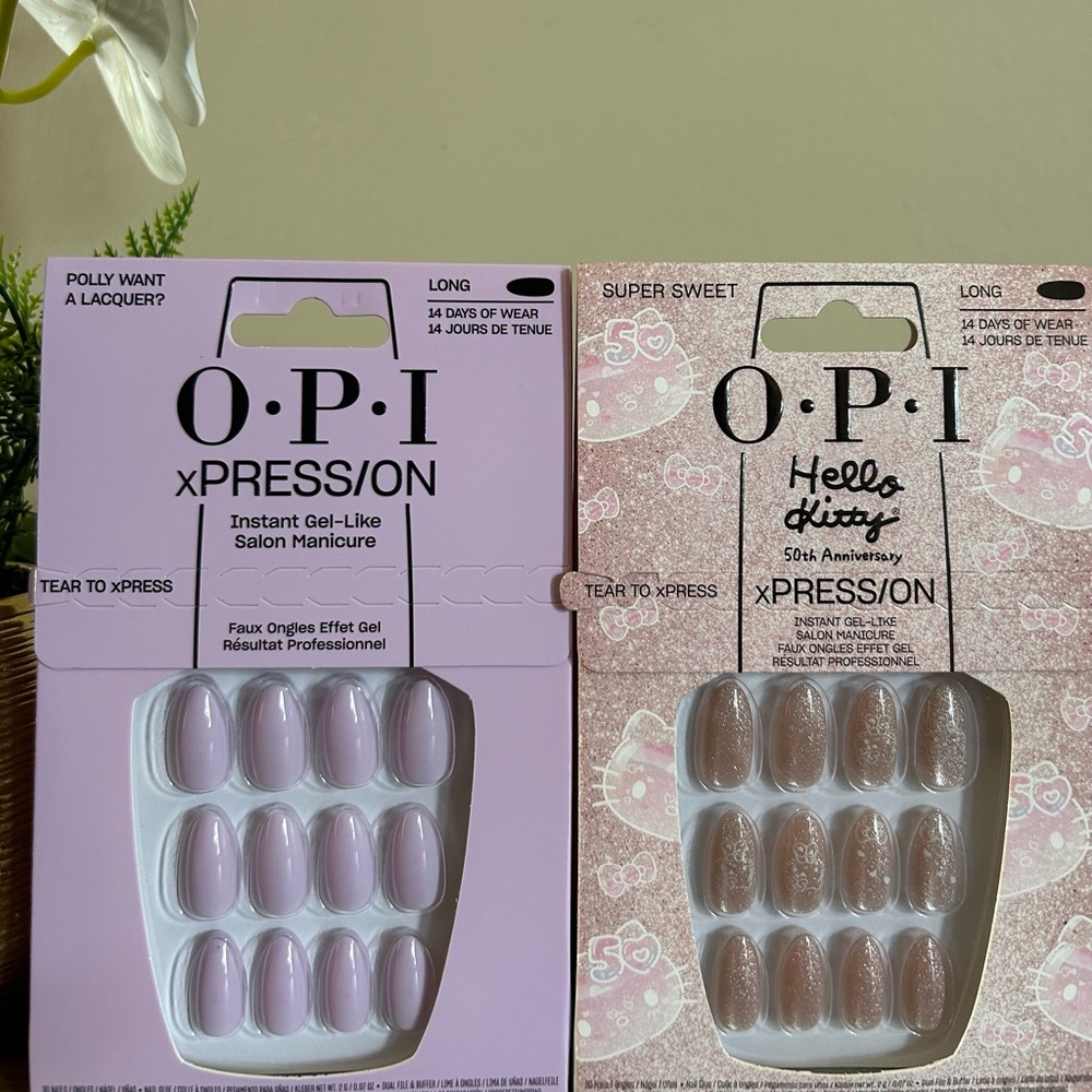 OPI xPRESS/ON Instant Gel-Like Salon Manicure-Poly Wants A Lacquer & Hello Kitty